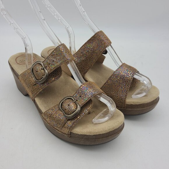 Dansko Sophie Shoes Womens 39 US Size 8.5 to 9 Tan Silver Iridescent Leather - Picture 14 of 14